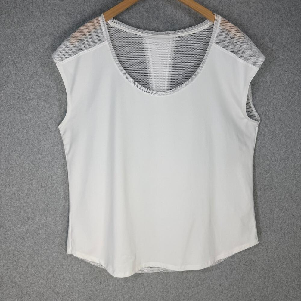 Fabletics Activewear Top Women's White Vanessa Mesh Size XL Breathable Tank